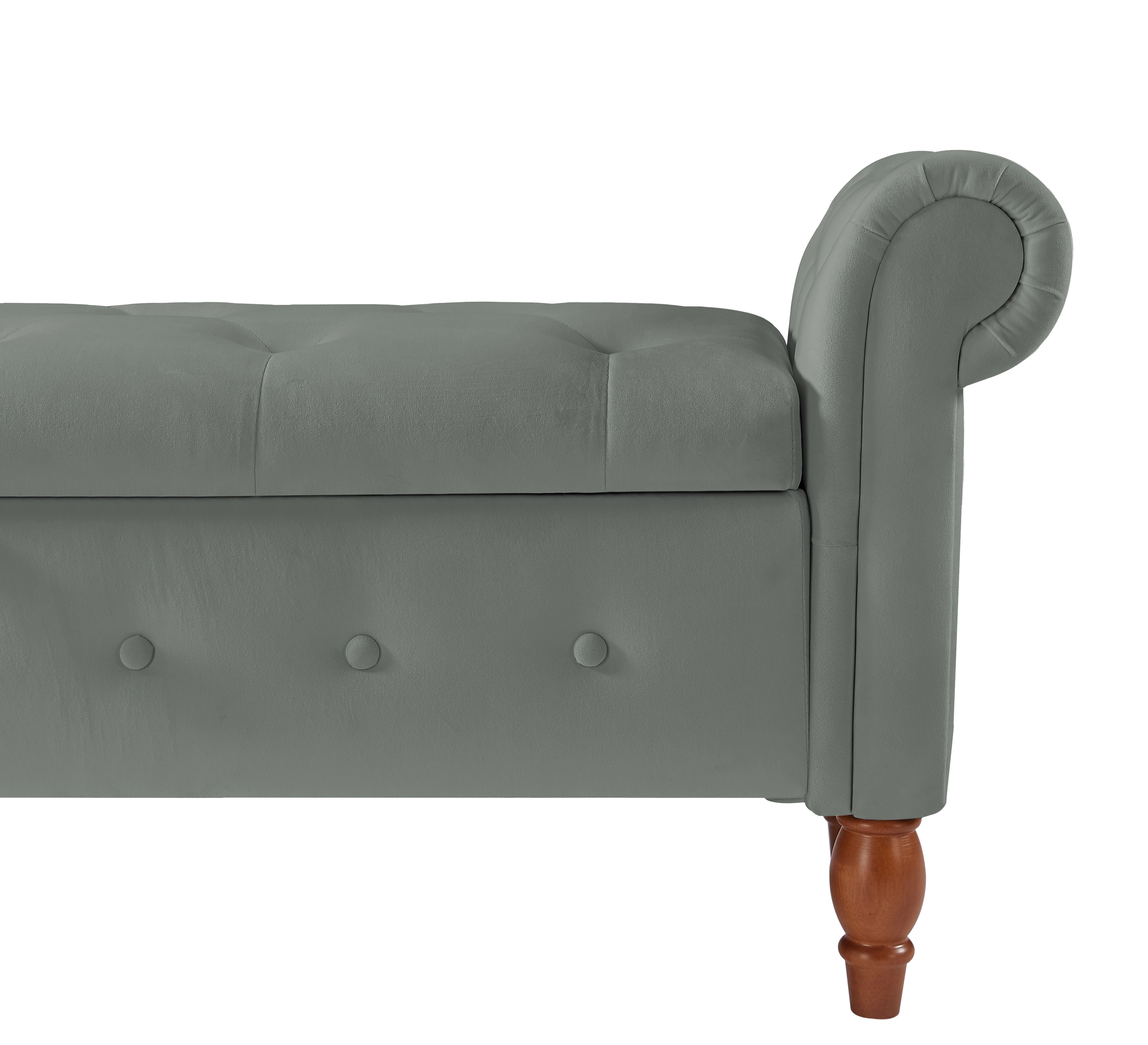 Velvet Multifunctional Storage Rectangular Sofa Stool - Grey_voghion.com